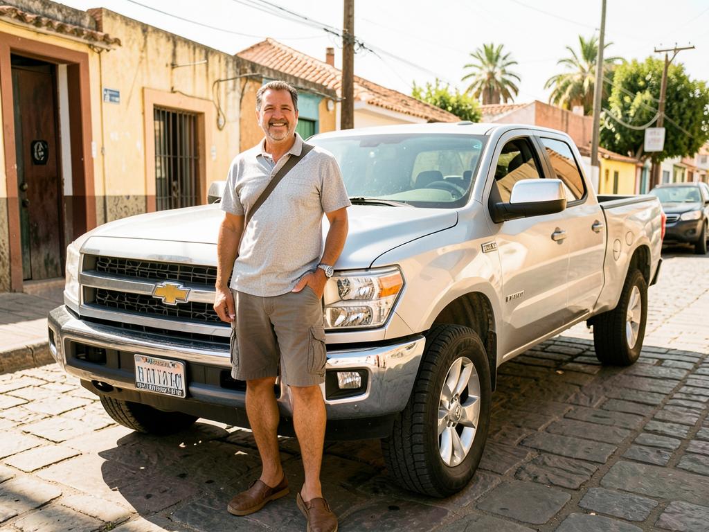 Cliente junto a su camioneta importada y entregada en destino